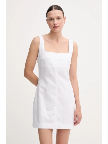 φόρεμα από λινό μείγμα calvin klein jeans χρώμα άσπρο