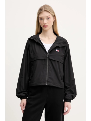 μπουφάν tommy jeans χρώμα μαύρο, dw0dw20672 100%