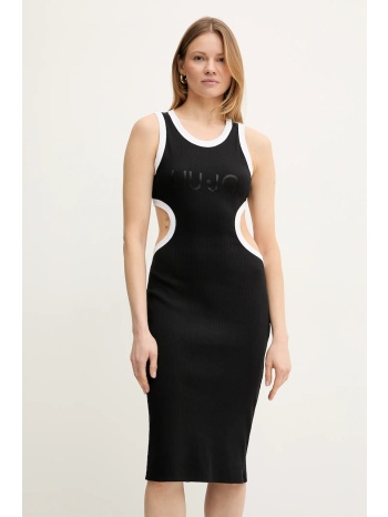 φόρεμα liu jo χρώμα μαύρο, va5043.j4822 95% βαμβάκι, 5%