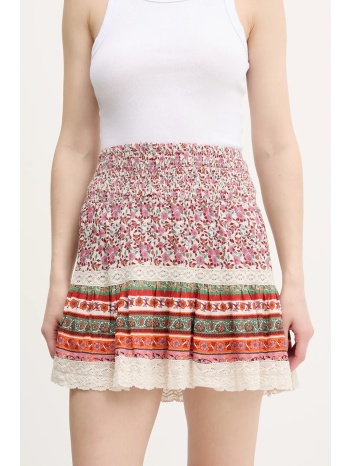 φούστα superdry χρώμα ροζ, w7210348a-f4c δαντέλα 100%