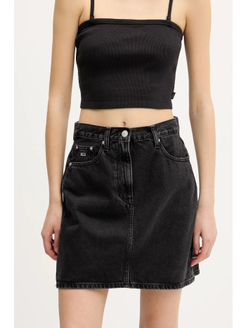 τζιν φούστα tommy jeans χρώμα μαύρο, dw0dw21275 κύριο