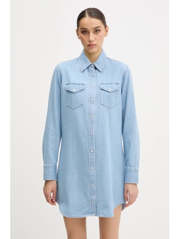 φόρεμα τζιν tommy jeans χρώμα μπλε, dw0dw20111 100% βαμβάκι