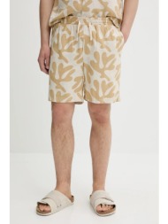 σορτς solid χρώμα: μπεζ, 21108564 58% λινό, 42% βισκόζη