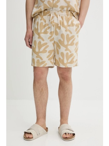 σορτς solid χρώμα μπεζ, 21108564 58% λινό, 42% βισκόζη