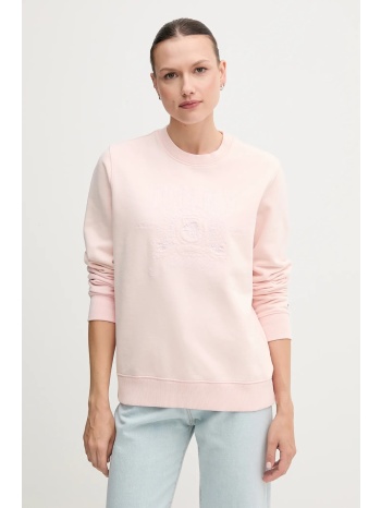 βαμβακερή μπλούζα tommy jeans γυναικεία, χρώμα ροζ
