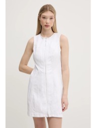 φόρεμα τζιν tommy jeans χρώμα: άσπρο, dw0dw20420 99% βαμβάκι, 1% ελαστάν