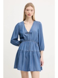 φόρεμα tommy jeans χρώμα: μπλε, dw0dw20612 100% lyocell