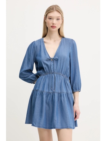 φόρεμα tommy jeans χρώμα μπλε, dw0dw20612 100% lyocell