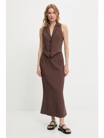 γιλέκο και φούστα answear lab χρώμα καφέ κύριο υλικό 92%