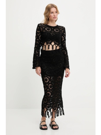 βαμβακερή μπλούζα και φούστα answear lab χρώμα μαύρο 100%