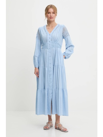 βαμβακερό φόρεμα answear lab χρώμα μπλε 100% βαμβάκι