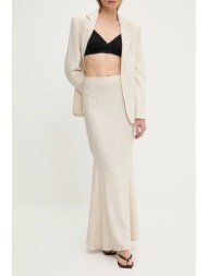 λινή φούστα answear lab χρώμα: μπεζ 70% βισκόζη, 30% λινό