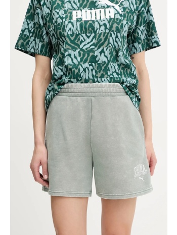 σορτς puma χρώμα πράσινο, 685035 κύριο υλικό 68% βαμβάκι