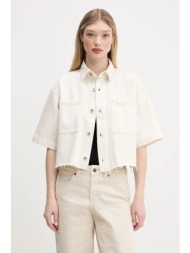 τζιν πουκάμισο hugo blue χρώμα: μπεζ, 50537471 100% βαμβάκι