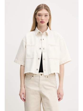 τζιν πουκάμισο hugo blue χρώμα μπεζ, 50537471 100% βαμβάκι