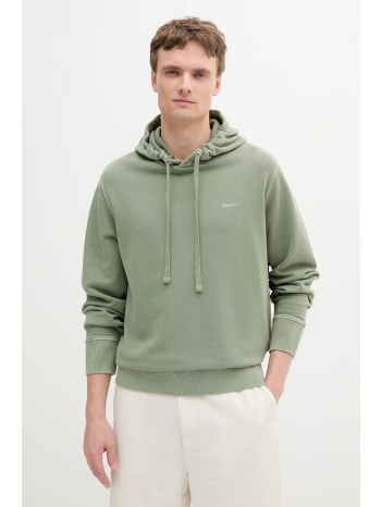 βαμβακερή μπλούζα gant χρώμα πράσινο, με κουκούλα, 2067035