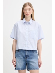 βαμβακερό πουκάμισο guess jeans χρώμα: μπλε, w5gh98 wh7q1 100% βαμβάκι