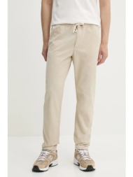 βαμβακερό παντελόνι timberland ανδρικό, χρώμα: μπεζ, tb0a2f6beoh1 100% βαμβάκι