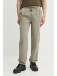 παντελόνι με λινό μείγμα superdry χρώμα: πράσινο, m7011395a-1kh 65% βαμβάκι, 35% λινό