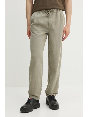 παντελόνι με λινό μείγμα superdry χρώμα πράσινο