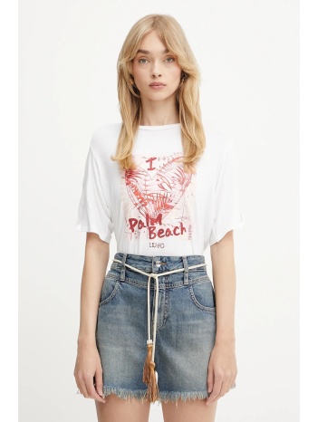 μπλουζάκι liu jo χρώμα άσπρο, va5155.js360 95% βισκόζη, 5%