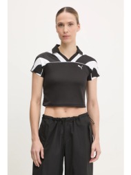 πόλο puma χρώμα: μαύρο, 629783 100% πολυεστέρας