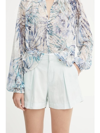 λινό σορτς guess shaye χρώμα τιρκουάζ, w5gd1j wg8n0 70%