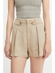 λινό σορτς guess shaye χρώμα: πράσινο, w5gd1j wg8n0 70% lyocell, 30% λινό