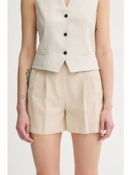 λινό σορτς ps paul smith χρώμα: μπεζ, w2r.317t.p31282 κύριο υλικό: 59% βαμβάκι, 28% λινό, 12% πολυεσ