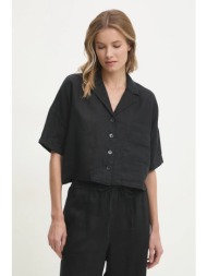 πουκάμισο dkny χρώμα: μαύρο, p3kacrx8 υφαντικό υλικό