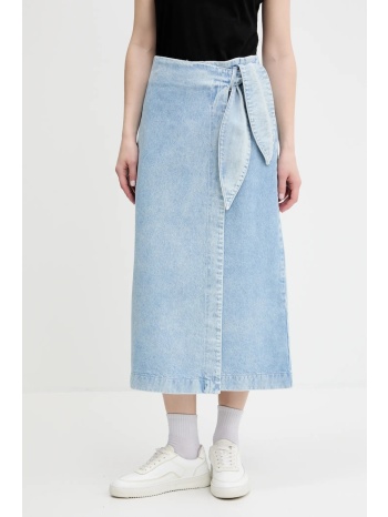 τζιν φούστα hugo χρώμα μπλε, 50535372 100% βαμβάκι