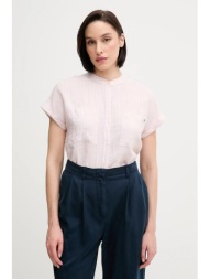 πουκάμισο από λινό tommy hilfiger χρώμα: ροζ, ww0ww44715 100% λινό