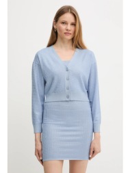 πλεκτή ζακέτα guess khloe χρώμα: μπλε, w5gr08 z3mn2 58% βισκόζη, 42% πολυεστέρας