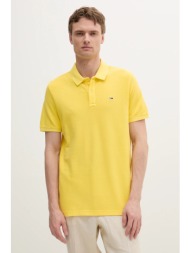 βαμβακερό μπλουζάκι πόλο tommy jeans χρώμα: κίτρινο, dm0dm20226 100% βαμβάκι