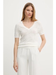 μπλουζάκι morgan mpalm χρώμα: μπεζ, mpalm 63% βισκόζη, 37% πολυαμίδιο