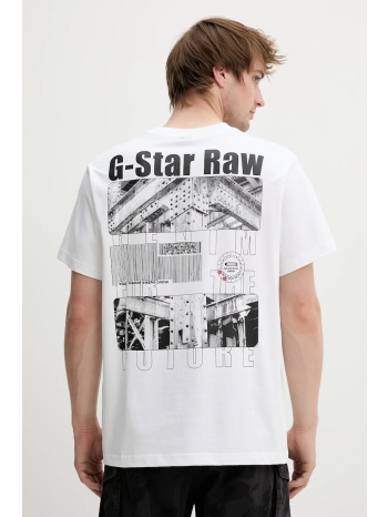 βαμβακερό μπλουζάκι g-star raw ανδρικό, χρώμα άσπρο