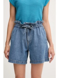 τζιν σορτς pepe jeans a-line short uhw cinch χρώμα: μπλε, pl801178 100% βαμβάκι
