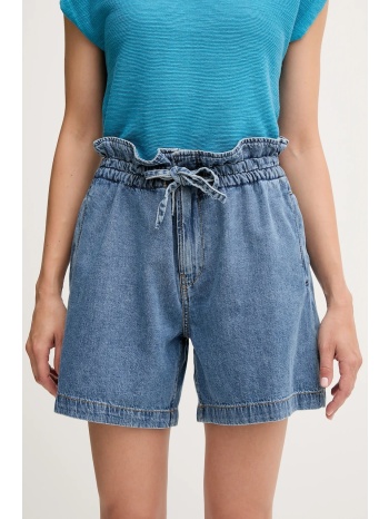 τζιν σορτς pepe jeans a-line short uhw cinch χρώμα μπλε