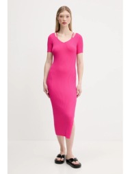 φόρεμα hugo χρώμα: ροζ, 50538239 76% βισκόζη, 24% πολυαμίδιο