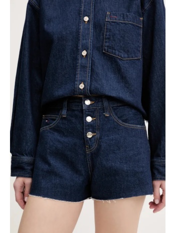 τζιν σορτς tommy jeans χρώμα ναυτικό μπλε, dw0dw20094 100%