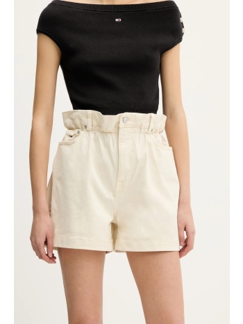 σορτς tommy jeans χρώμα μπεζ, dw0dw21656 κύριο υλικό 97%