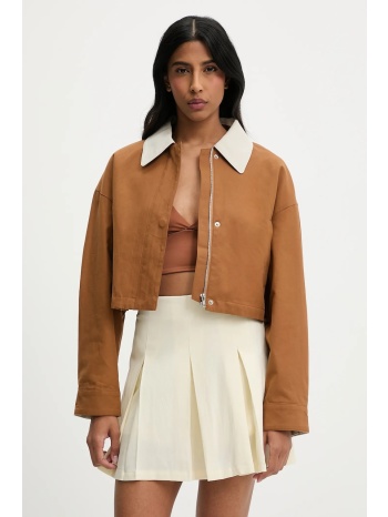 βαμβακερό μπουφάν answear lab χρώμα καφέ 100% βαμβάκι