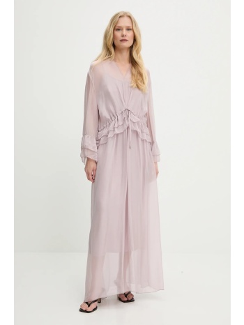 φόρεμα με μετάξι answear lab χρώμα ροζ κύριο υλικό 70%