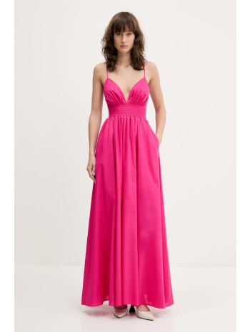 βαμβακερό φόρεμα hugo χρώμα ροζ, 50536456 100% βαμβάκι