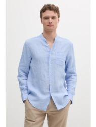 πουκάμισο από λινό united colors of benetton ανδρικό, χρώμα: μπλε, 5bku5ql08 100% λινό