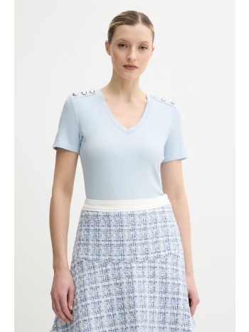 μπλουζάκι morgan domani χρώμα μπλε, domani 64% βισκόζη