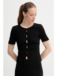 βαμβακερό μπλουζάκι samsoe samsoe sajuni χρώμα: μαύρο, f25200028 100% οργανικό βαμβάκι