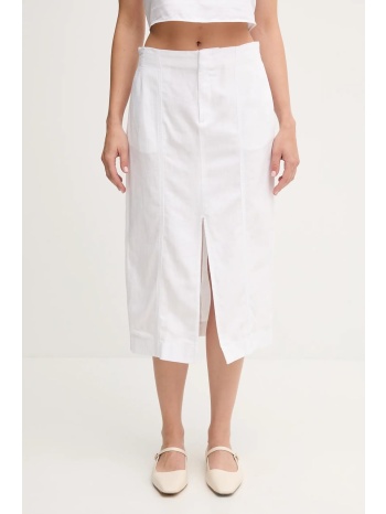 φούστα από λινό μείγμα calvin klein jeans χρώμα άσπρο