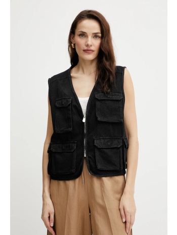 γιλέκο τζιν pinko χρώμα μαύρο, 105053 a2hf 100% βαμβάκι