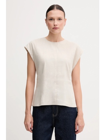 λευκή μπλούζα calvin klein γυναικεία, χρώμα μπεζ